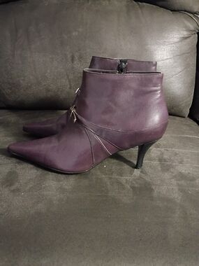 Maria Lya Purple Ankle Booties with Kitten Heel